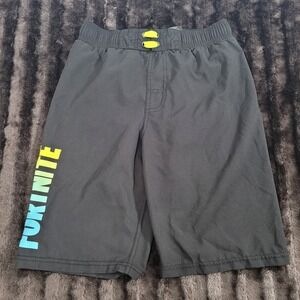 Fortnite Boys Swim Trunks Shorts Black Colorful Logo Size Large
